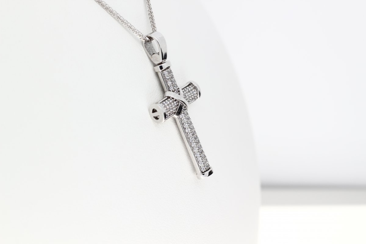 Kruis Hanger Witgoud met Kristallen